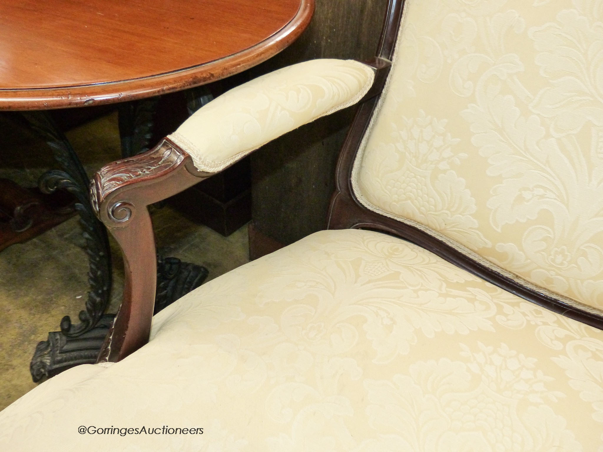A Victorian carved mahogany armchair, width 70cm, depth 60cm, height 98cm